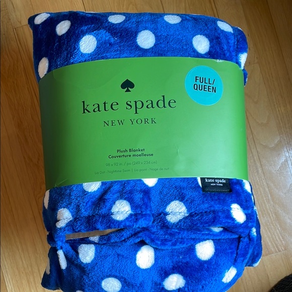 Kate Spade Royal Blue and White Polka Dot Blanket - Picture 2 of 9